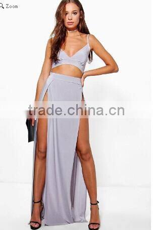 2017 Summer Newest Two Split Two piece dress Sexy Party Maxi dress