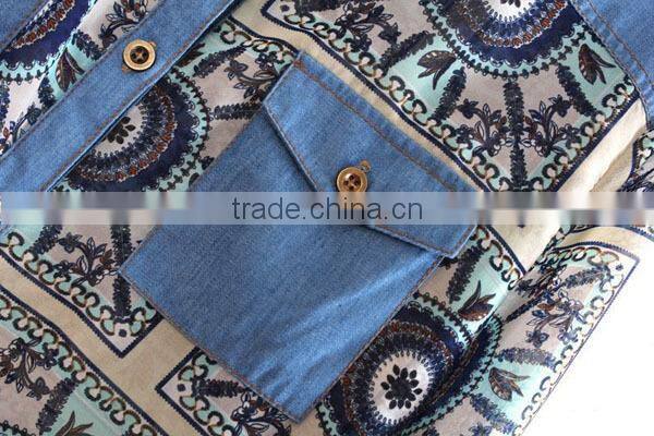 2015 Ladies' fashion long sleeves polyester print high quality direct factory elegant lace tops lehenga blouse designs