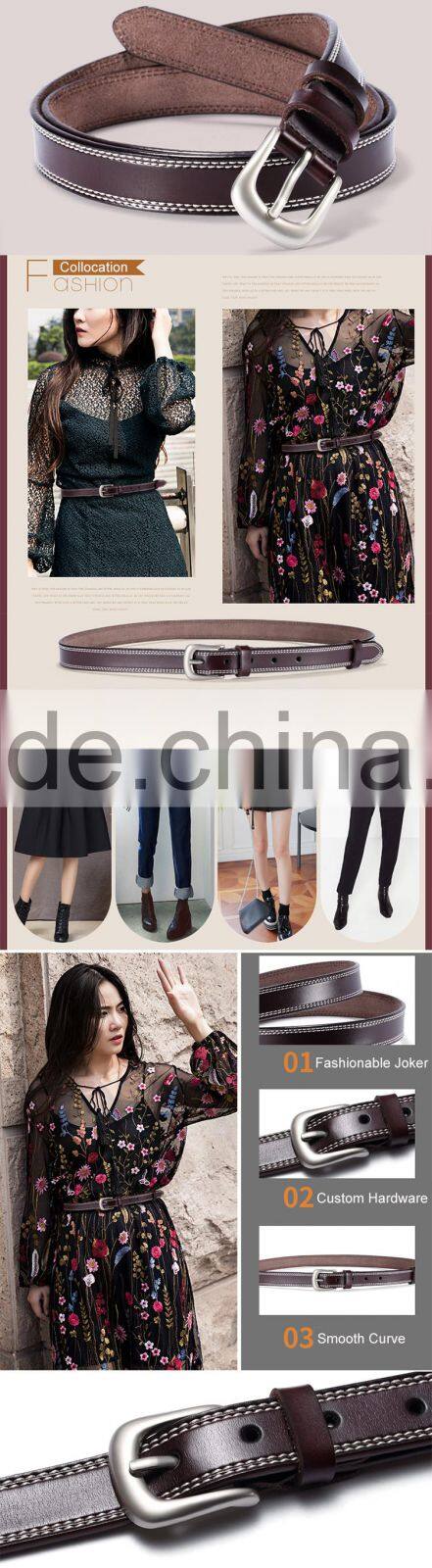 HAUTTON Brand Fashion Casual Ladies Alloy Pin Buckle Waist Belts Hot Sale Woman Genuine Split Cow Leather Belt