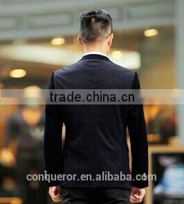 dark blue wool 'M Line' 3-Button Suit With Flat Front Pants (SHT1067)