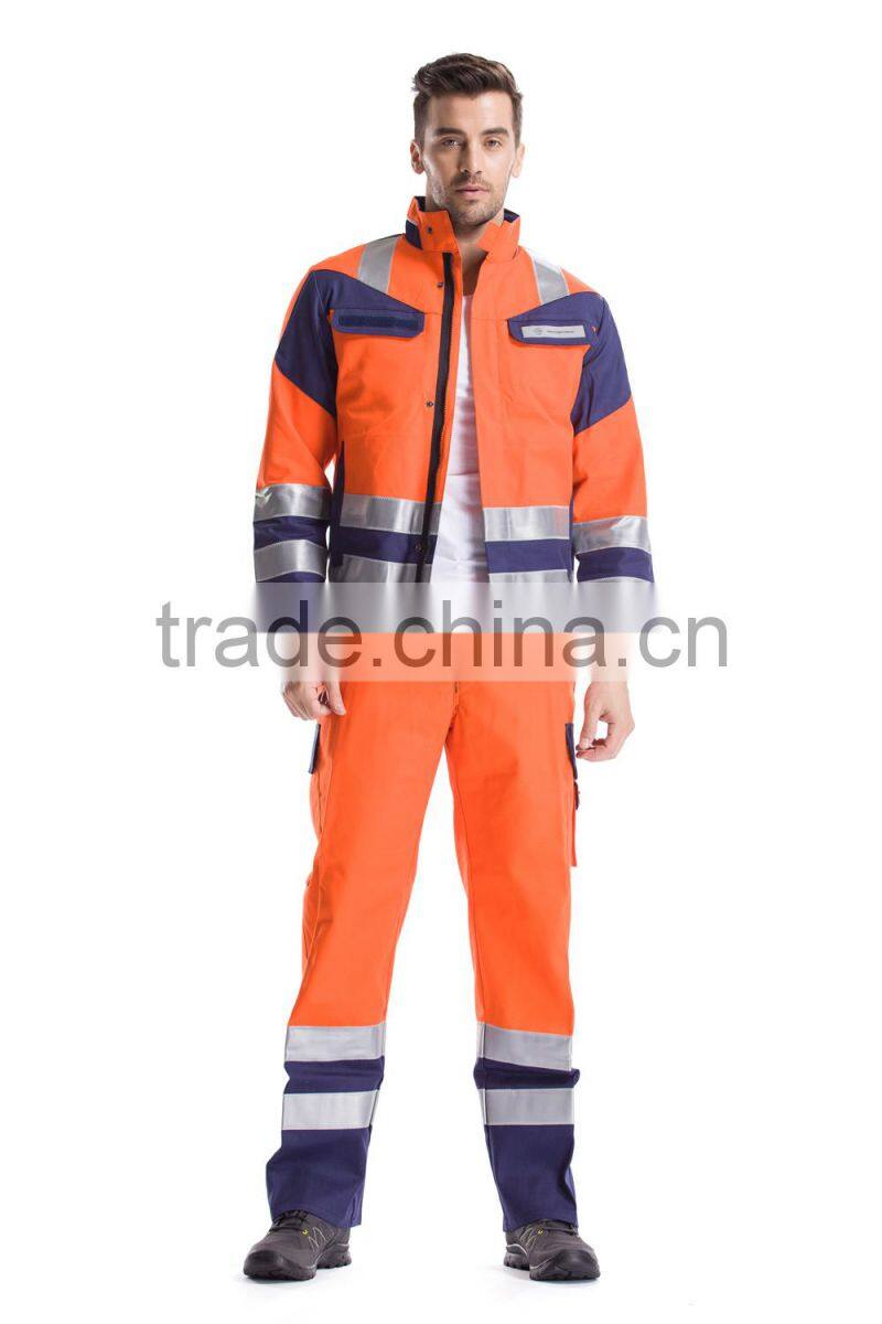 2015 OEM male Anti static work Uniform one piece wear fire-fighting protection safty coverall set clothes high Quality