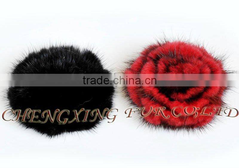 CX-A-36 Genuine Mink Fur Flower Brooch Pin