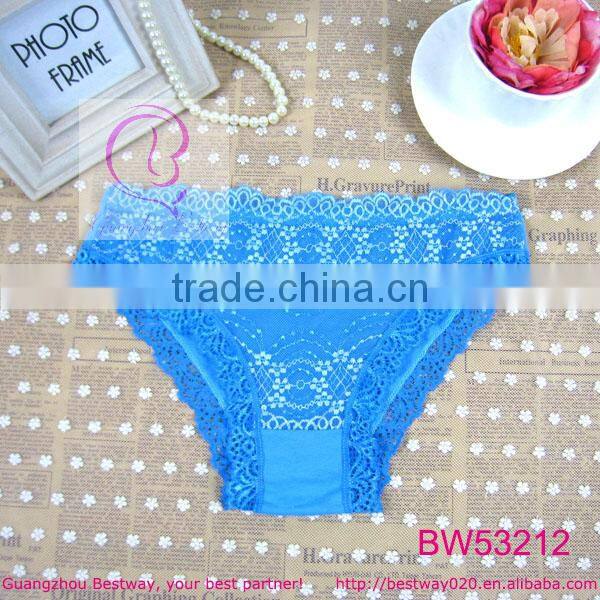 2014 soft cotton fabric women panties with lace for wholesale front full lace back cotton panties for women low price panties