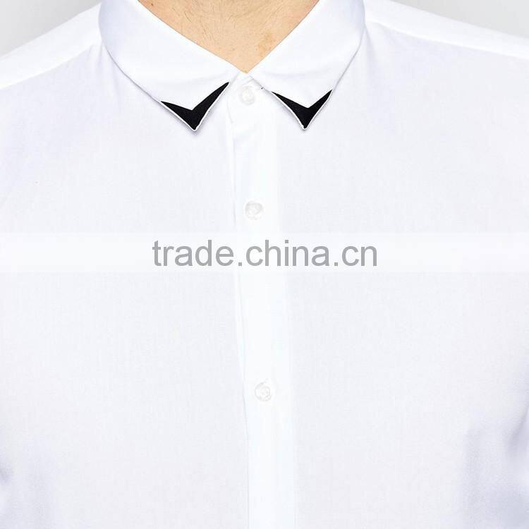Slim Stretch Cotton Smart Shirt Contrast Tip Collar Mens Dress Shirt And Pants
