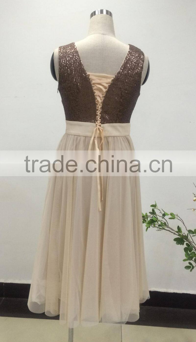 latest machine made sequin ladies fashion party dress