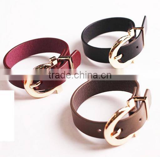 Big round circle charm brown genuine leather bracelets diy genuine leather bracelets for her gifts 2017