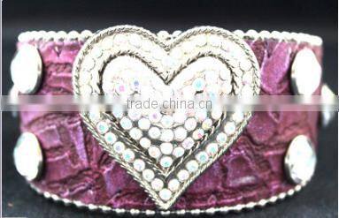 women's luxury leather bracelets 2016 sparkling heart soft leather bracelets high end leather bracelets