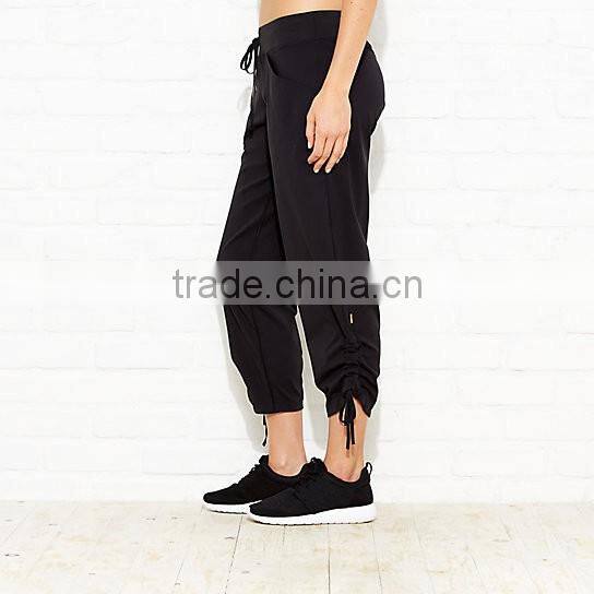 2017 Fashion Women 100% Cotton Jet Black Chino Cargo Capri Pants