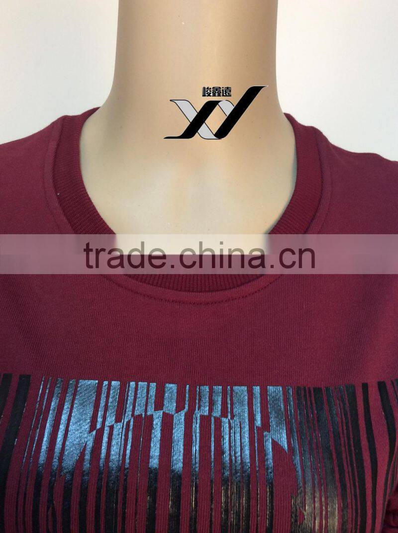 fashion bar code printed women long sleeve sweatshirt without hood