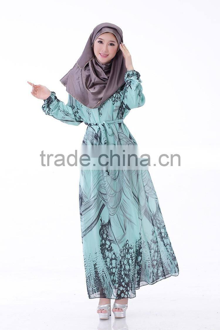 latest design Thailand Indonesia women dress Muslim dress Long sleeve dress