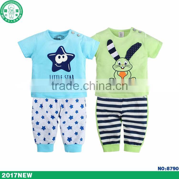 Cute design newborn 0-24M baby boy short sleeved summer clothing set