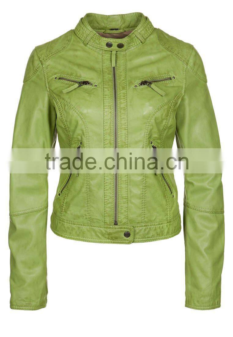 2014 New Lamb Skin Women Leather Jacket