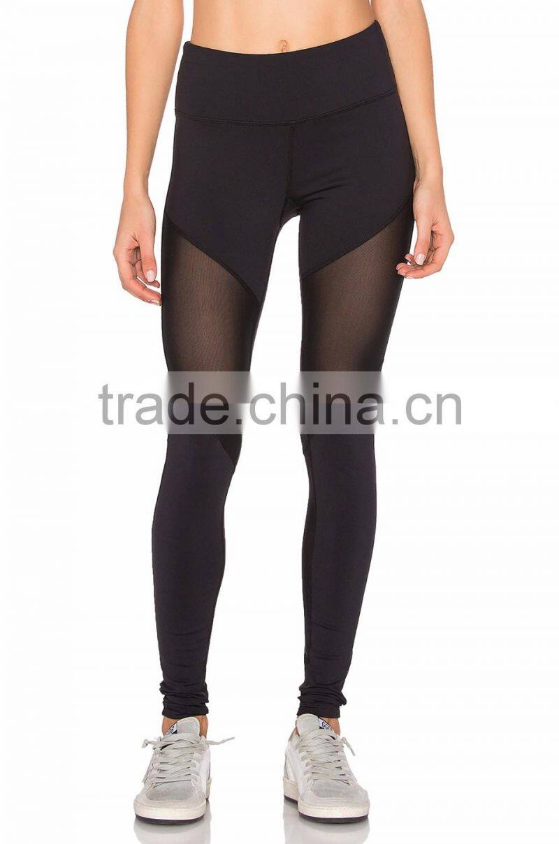 Hot selling custom design women colorful mesh insert yoga pants/sheer mesh yoga leggings