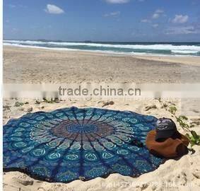Peacock Mandala Round Tapestry Throw Hippie Gypsy Beach Blanket Yoga Mat Boho