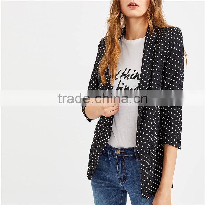2018 fall and winter newest style Fitted Polka Dot Open Front Blazer
