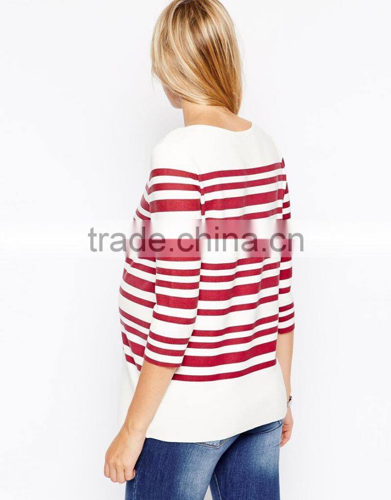 Maternity Top In Premium Soft Jersey And Breton Stripe