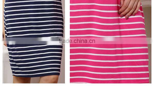Wholesale summer striped printed designs100%viscose knit plus size women nightgown