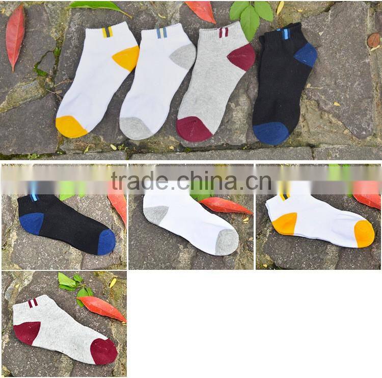 Summer mens color block casual combed cotton ankle socks