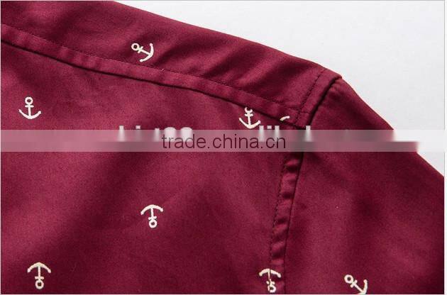 2016 men printed slim fit casual dress shirt