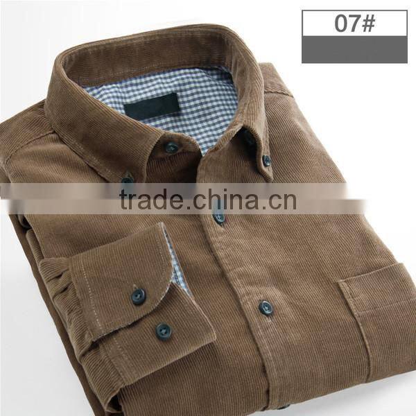 Dark coffee corduroy shirt for men 2016
