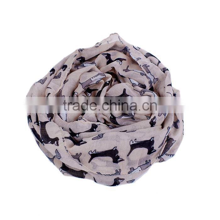 Voile Scarves & Wraps Rectangle Light Pink Dog Fabric Wholesale Scarf