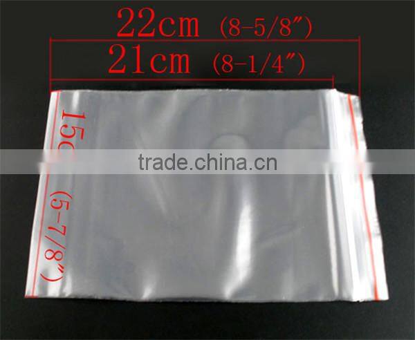 Plastic Zip Lock Bags Rectangle Transparent 22cm x15cm