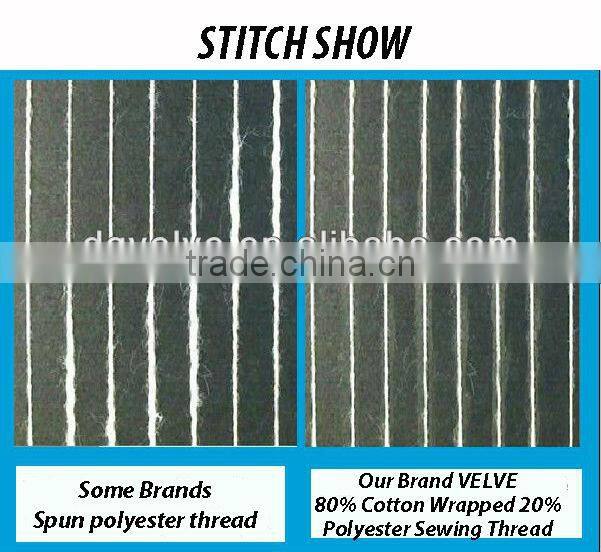 T30 80% cotton Wrapped 20% polyester sewing thread for post dyed garments