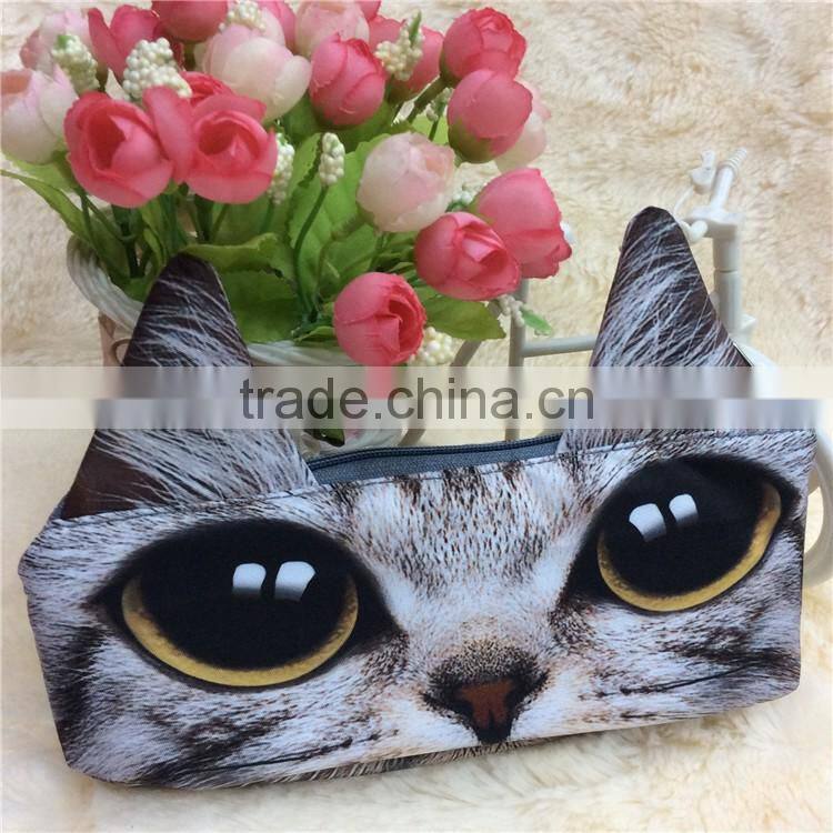 Hot sale custom 3D cool animal printed pencil bags for kids
