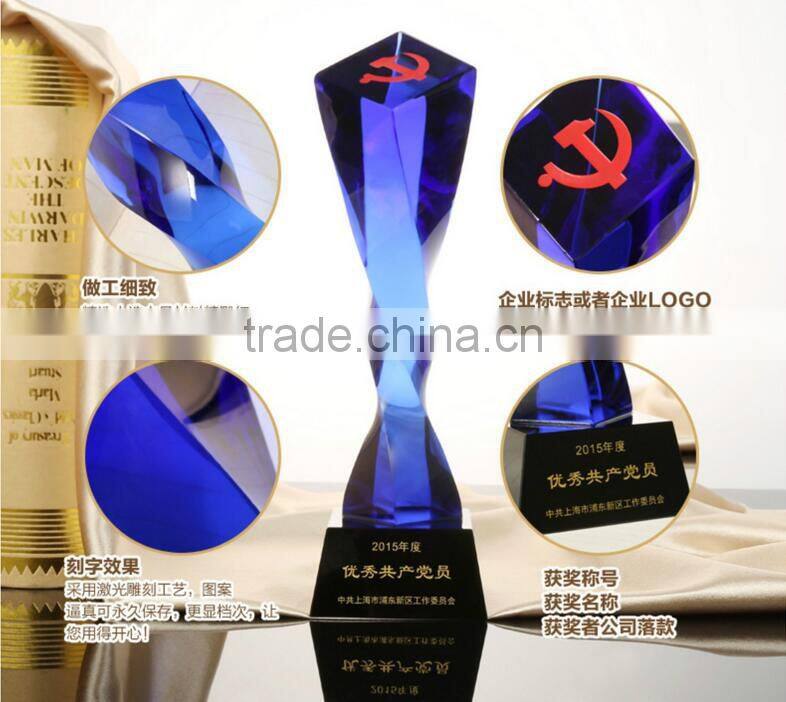 logo customized personalized china crystal glass souvenir trophy