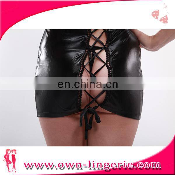 Wholesale Sexy Black Leather Fashion American Sexy Ladies Hot Girls Without Dress
