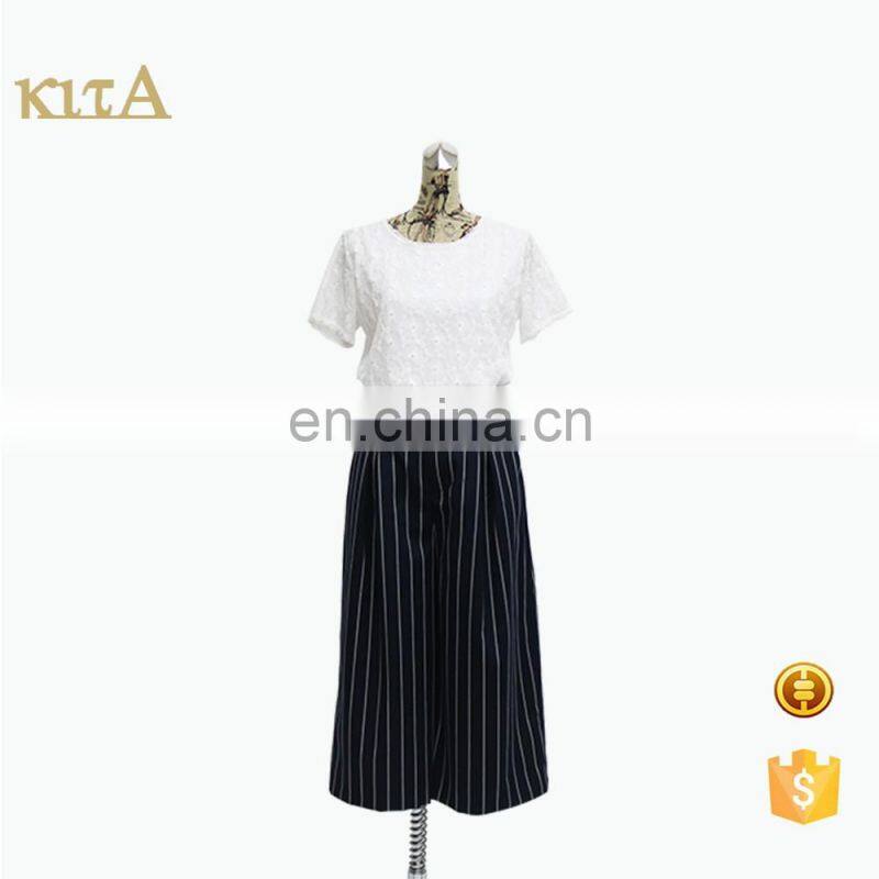 lady hot sale price fashion stripe trousers wide leg pants