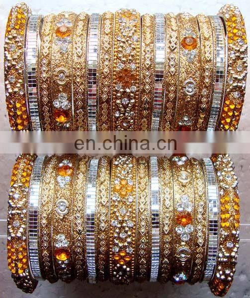 Crystal rhinestone jewelry handmade brass bangle manufacturer, rhinestone jewellery bangle exporter