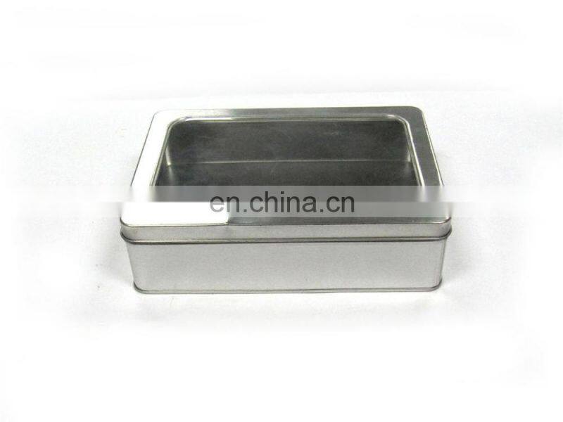 Plain rectangular gift tin box with window