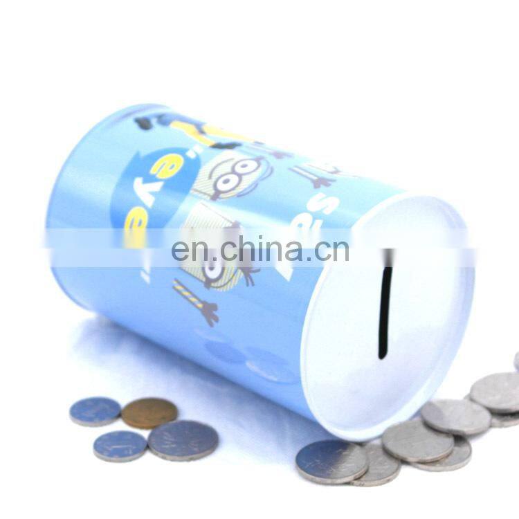 Custom cylindrical iron coin bank tin cans wholesale
