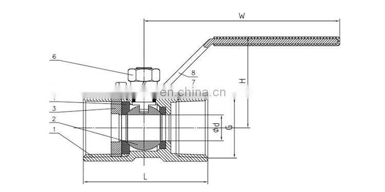 Bundor 316 DN50 ball valve PN16 One-piece ball valve For Water