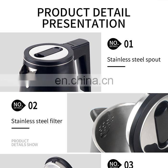 Honeyson new 5 star hotel supplies luxury black 0.8L cordless electric kettle