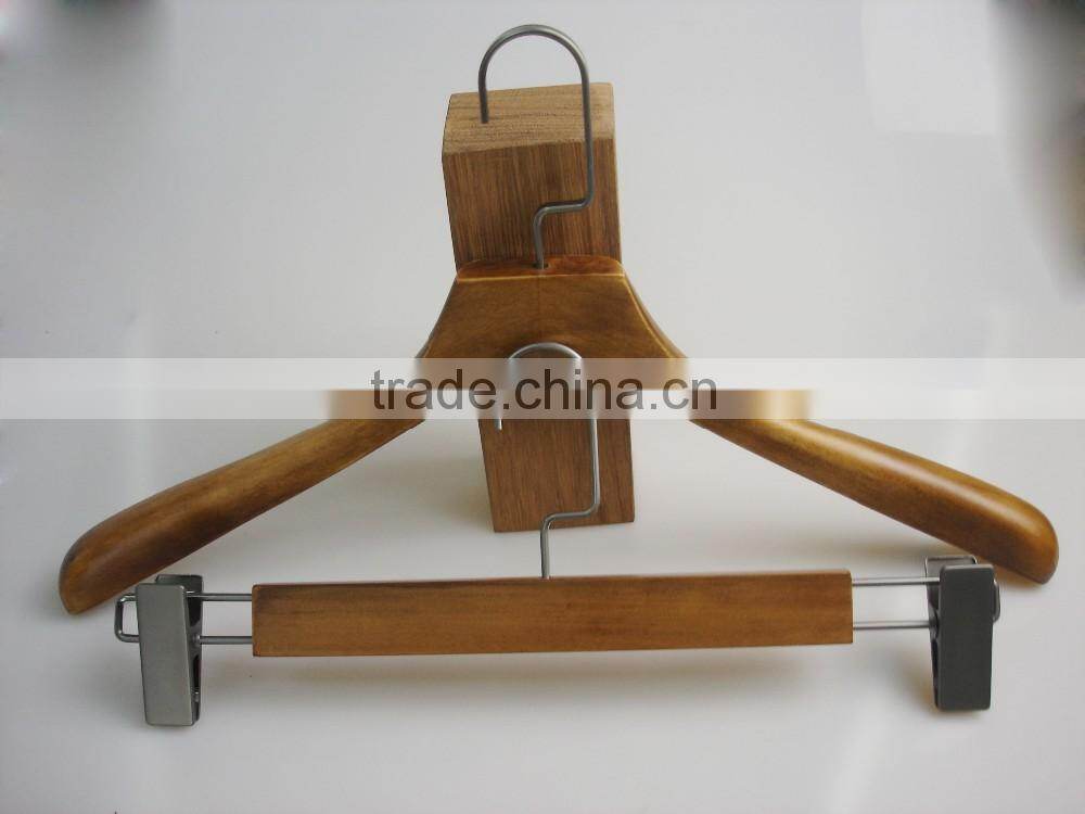 HA6985 durable top and bottom hanger wooden clothes hanger