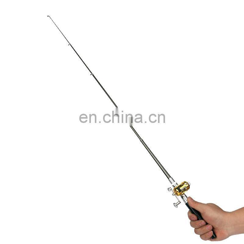 Portable Pocket Telescopic Mini Fishing Pole Pen Shape Folded Fishing Rod With metal Reel Wheel