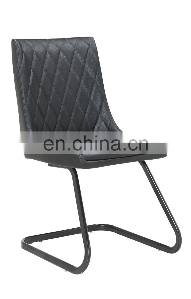 French Vintage Industrial Dining Chair with Zigzag Stitching and Black Leg CL - 666