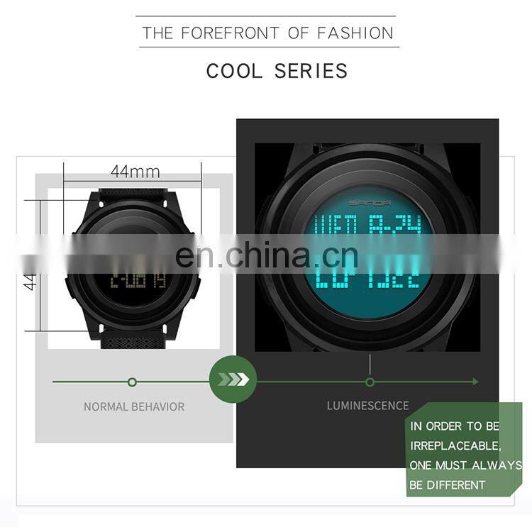 SANDA 337 Men Digital Sport Watches Silicone Strap Calendar Alarm 12/24 Hour Luminous Waterproof Watch