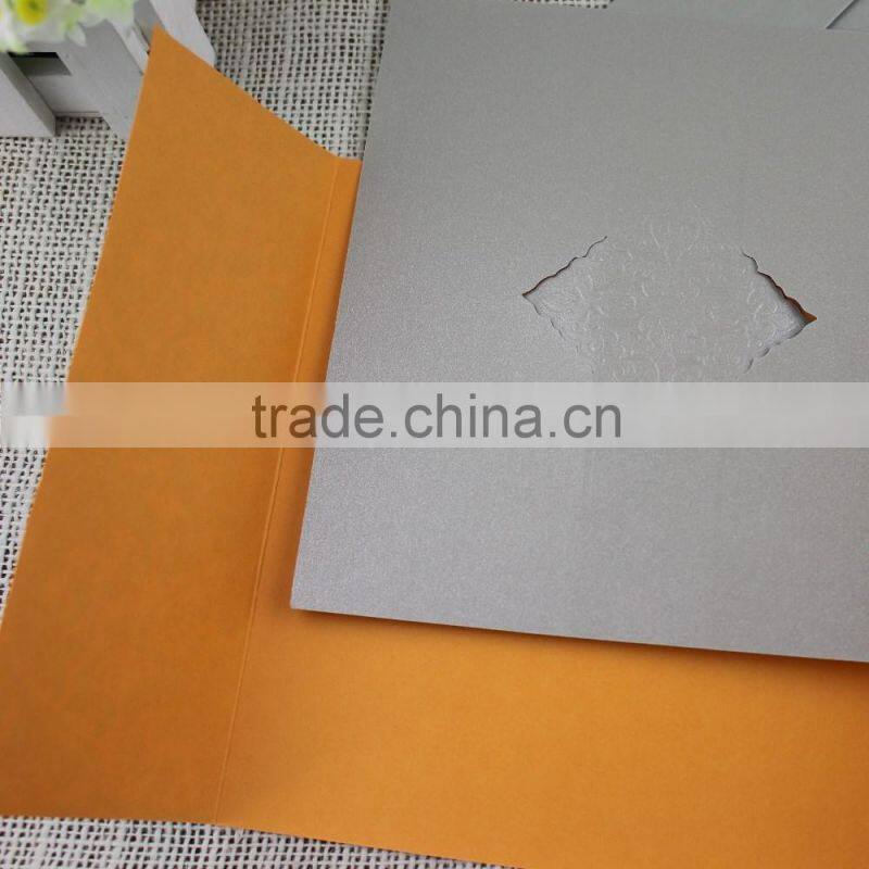 Various Color Handmade Delicate Luxury Invitation Card with Flocking
