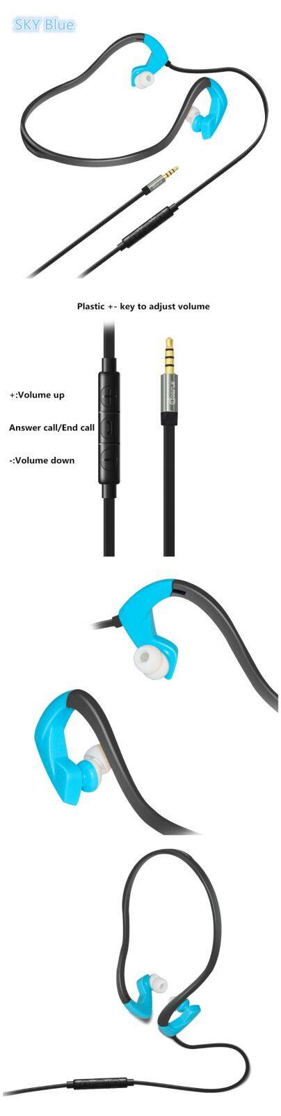 Wired Sweatproof Earhook In Ear Sport Headphones neckband earphone with Microphone for Running Jogging