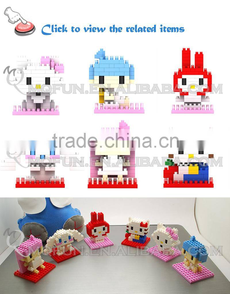 Mini Qute BOB 6 styles kawaii 3D hello kitty moon plastic kids figures diamond building blocks brick model educational toy