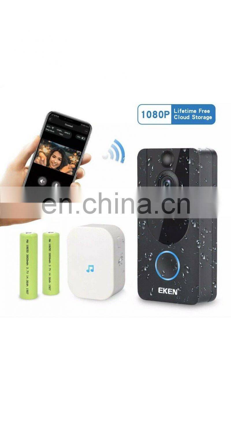 2020 Trending Wholesale Phone Intercom Remote Monitoring EKEN V7 1080p WiFi Video Doorbell Camera for House