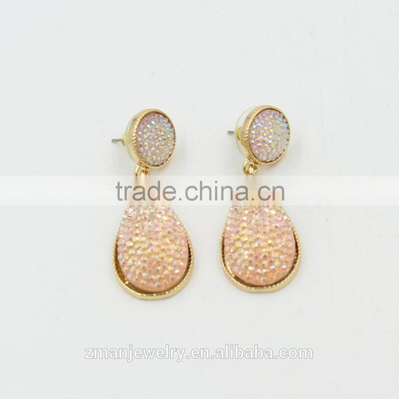 Latest Costume Earrings Jewelry Fashion Druzy Earrings Stud Earrings