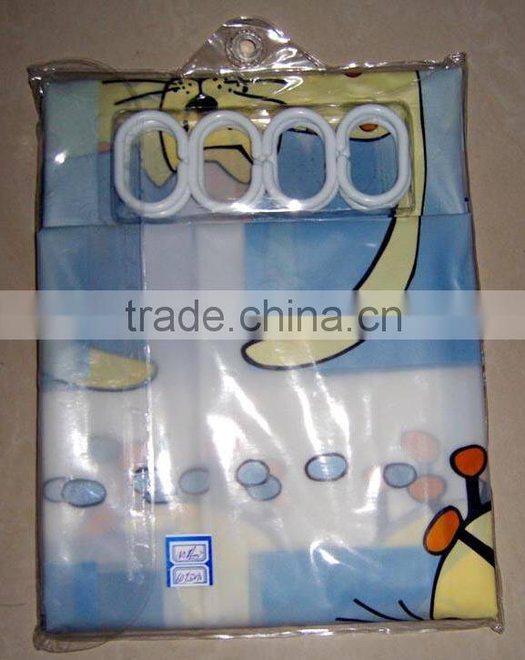 100% Polyester Black Stars printed shower curtain for hotel, family, waterproof bath curtain