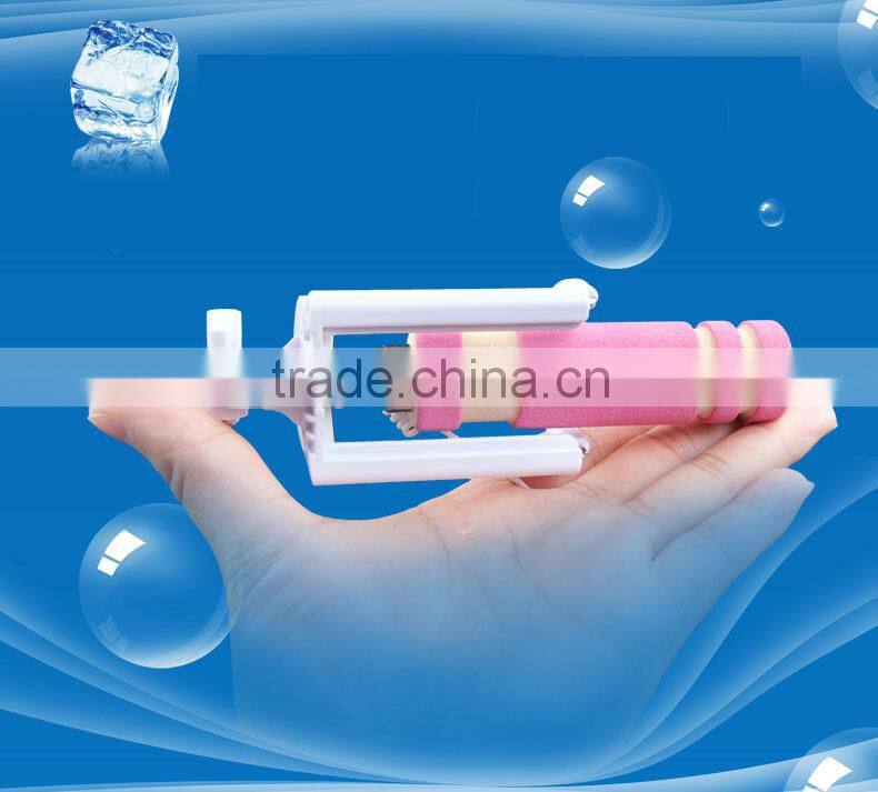 Poplar Super Mini Wired Selfie Stick Handheld Portable Light Foam Monopod Fold Self-portrait Stick Holder with Cable for Sansung