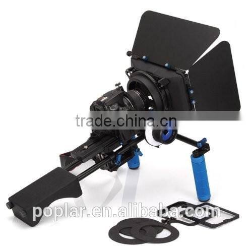 Poplar DSLR Shoulder PAD Support Mount Rig+Hand Grip+Follow Focus+Digital Matte Box M3 Video Movie Kit For DV HDV HD Camcorder D
