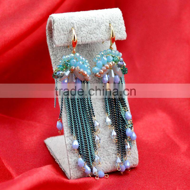 Hot sale new designs for women chain earring ,2015 Fashion design tassels earrings