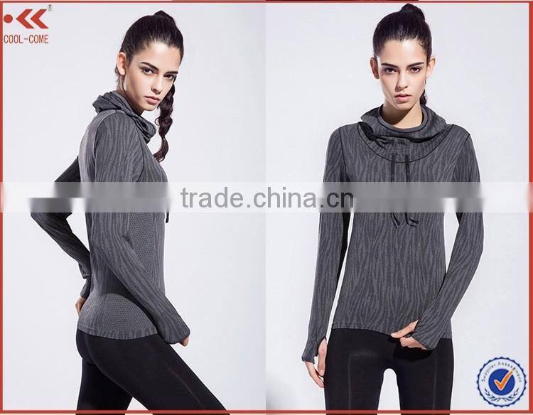 Wholesale Women gym sports ink long sleeve hoodie hooded sweatshirt
